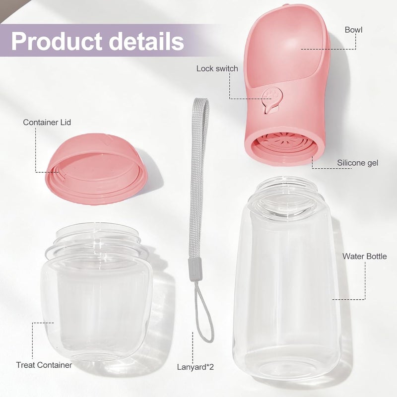 Liphier Dog Water Bottle, Portable Water Bottle with Food Container for Dogs Cat Pet Hiking Walking Travel Camping, Leak-Proof Dog Water Bowl Dispenser with Feeder Function Puppy Essentials - Image 2